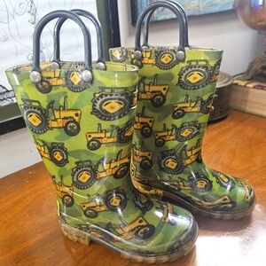 Western Chief Light-Up Green Tractor Rainboots